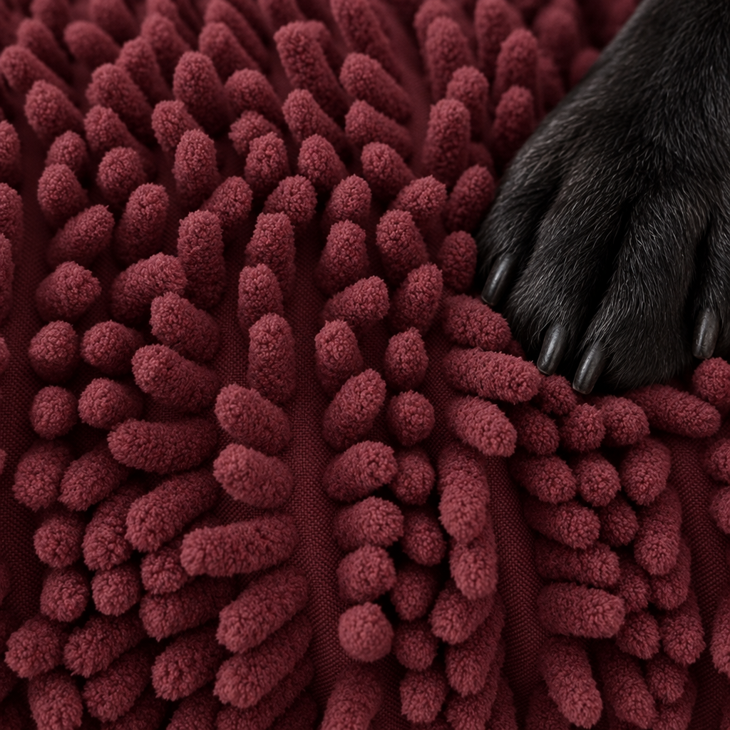 Close-up van de zachte, superabsorberende stof van de Towel Hoes Oxblood Red